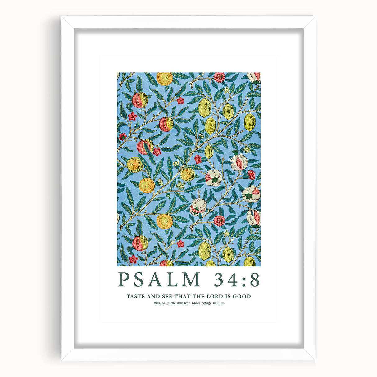 Biblical Typography Wall Art - Psalm 34:8 Floral Canvas Print