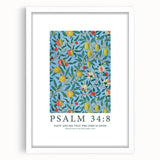 Biblical Typography Wall Art - Psalm 34:8 Floral Canvas Print
