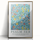 Biblical Typography Wall Art - Psalm 34:8 Floral Canvas Print