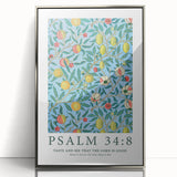 Biblical Typography Wall Art - Psalm 34:8 Floral Canvas Print