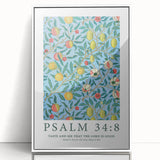 Biblical Typography Wall Art - Psalm 34:8 Floral Canvas Print