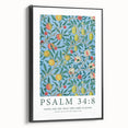 Biblical Typography Wall Art - Psalm 34:8 Floral Canvas Print
