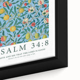 Biblical Typography Wall Art - Psalm 34:8 Floral Canvas Print