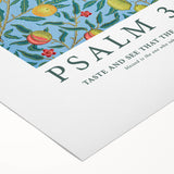 Biblical Typography Wall Art - Psalm 34:8 Floral Canvas Print