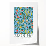 Biblical Typography Wall Art - Psalm 34:8 Floral Canvas Print