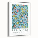 Biblical Typography Wall Art - Psalm 34:8 Floral Canvas Print