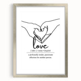 Minimalist Typography Wall Art - "Love" Definition Canvas Print