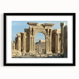 Elegant black-framed landscape print showcasing a picturesque castle scene, featuring a white mat for added sophistication, ideal for home or office decor.