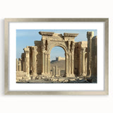 Silver-framed landscape artwork featuring a picturesque castle scene, elegantly matted for a polished look, perfect for enhancing home decor and art collections.