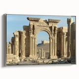 Framed canvas artwork showcasing a stunning landscape with a castle, featuring a silver frame that enhances its elegance. Perfect for home decor or art collection.