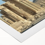 Vibrant rolled canvas showcasing a detailed landscape painting of a majestic castle, featuring rich colors and intricate details, packaged securely in a protective cardboard tube. This artwork adds a touch of elegance to any home decor.