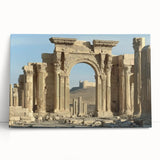 Stretched canvas artwork depicting a serene landscape with a majestic castle surrounded by lush greenery, ideal for home decor and art enthusiasts.