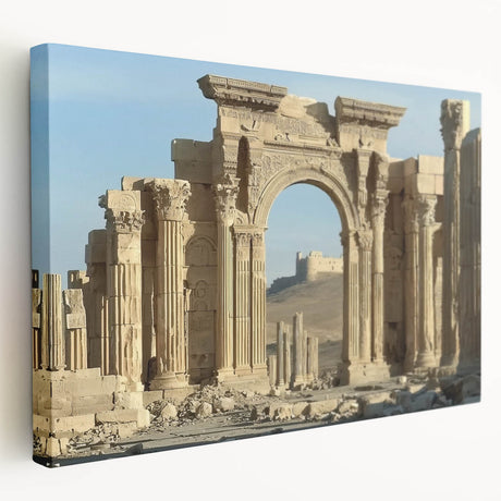 Stretched canvas artwork depicting a picturesque landscape featuring a medieval castle surrounded by lush greenery, enhancing any room's decor with its vibrant colors and detailed craftsmanship. Ideal for art lovers seeking elegant home decor.