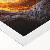 Rolled canvas art depicting a serene landscape with caves, showcasing detailed textures and earthy tones, ideal for home decor and artistic expression.