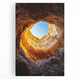 Stretched canvas artwork showcasing a vibrant landscape with intricate cave formations, perfect for enhancing interior decor with natural beauty and artistic flair.