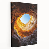 Stretched canvas artwork depicting a stunning landscape of caves, showcasing rich earthy tones and intricate details, perfect for enhancing any living space or office decor.
