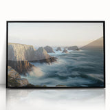 Framed acrylic artwork showcasing a breathtaking cliff landscape, featuring vibrant colors and intricate details, perfect for enhancing modern home decor.