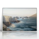 Framed acrylic artwork showcasing a stunning landscape of cliffs, featuring vibrant colors and intricate details, perfect for home decor or office settings.