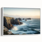 Framed canvas artwork depicting dramatic cliffs in a landscape setting, showcasing vibrant colors and intricate details, perfect for enhancing modern home decor.