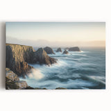 Cliffs landscape stretched canvas art showcasing dramatic rocky formations and vibrant sky colors, perfect for enhancing home decor with natural beauty.