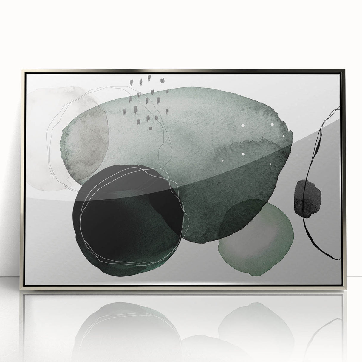 Contemporary Dining Art Pieces - Green Watercolor Abstract