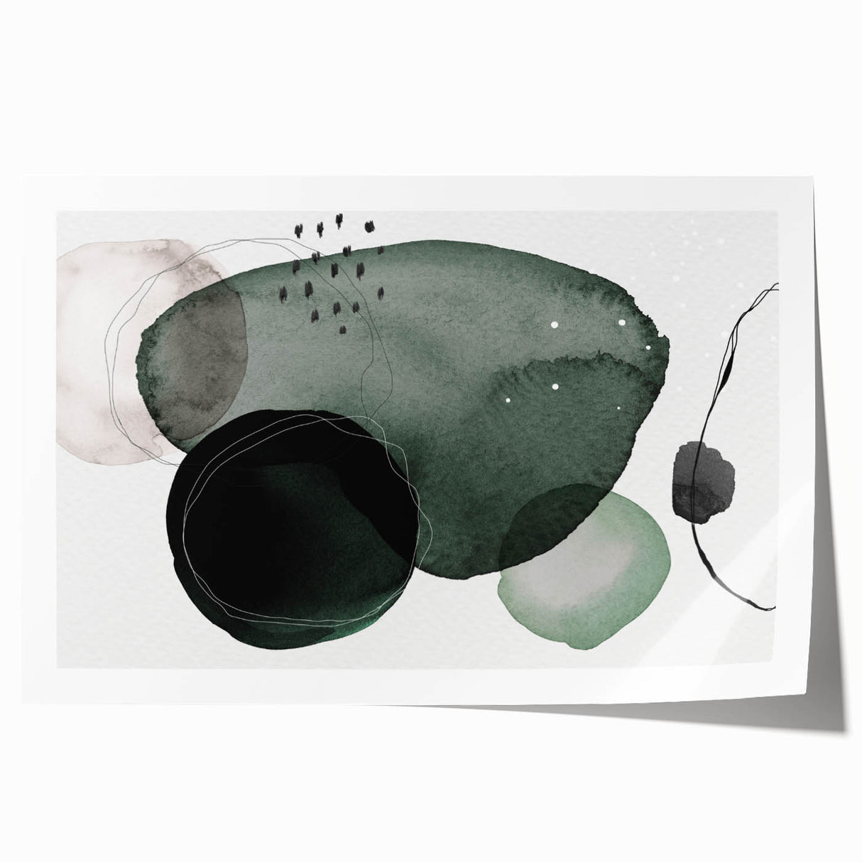 Contemporary Dining Art Pieces - Green Watercolor Abstract