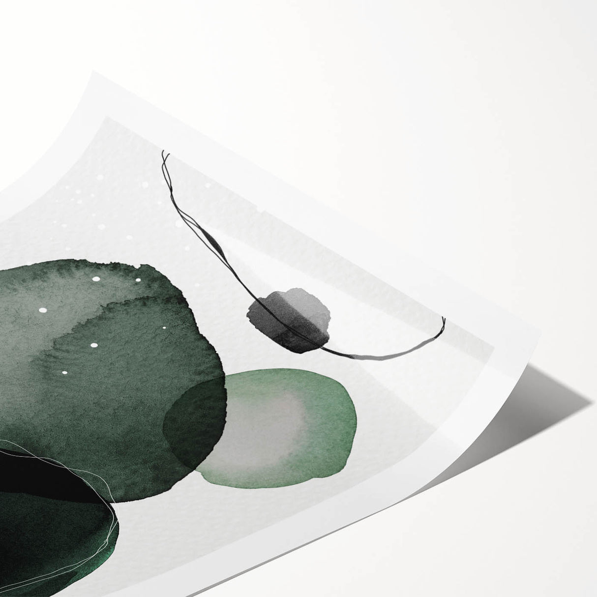 Contemporary Dining Art Pieces - Green Watercolor Abstract