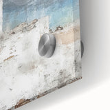 Abstract architectural wall art featuring bold geometric shapes and vibrant colors on acrylic glass, showcasing a modern design suitable for contemporary interiors.