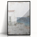 Framed abstract architecture wall art design showcasing geometric shapes in black and white, set in a sleek acrylic frame, ideal for modern home decor.