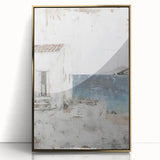 Framed abstract architecture wall art showcasing geometric gold patterns on a sleek acrylic background, perfect for modern home decor.