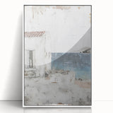 Framed abstract architecture wall art showcasing a modern design with geometric shapes and soft white tones, perfect for contemporary home decor.