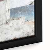 Abstract architecture wall art featuring geometric shapes and vibrant colors in a framed canvas, showcasing modern design trends for contemporary home decor.