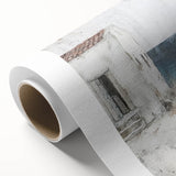 Abstract architectural wall art on rolled canvas showcasing bold geometric shapes in vibrant colors, ideal for modern home decor. Packaged securely in a cardboard tube.