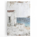 Abstract architectural wall art on stretched canvas, showcasing geometric shapes in vibrant colors, perfect for modern home décor. Ideal for art enthusiasts seeking unique visual statements.