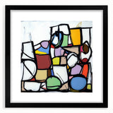 Abstract geometric black frame showcasing a modern design with a mat, perfect for enhancing contemporary decor. Ideal for art displays or gallery walls.