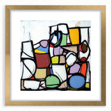 Abstract geometric frame in gold featuring a modern design, showcasing a sleek mat border. Ideal for home decor or gallery displays, enhancing any space's elegance.