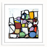 Abstract geometric frame showcasing a modern design with a white mat, perfect for enhancing contemporary decor. Ideal for art displays or photography presentations.