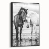 Framed canvas artwork showcasing a collection of 50 colorful animal designs in a black frame. Side view highlights the art's vibrant details and modern decor appeal.