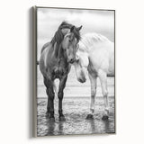 Framed canvas artwork depicting a whimsical animal design, showcasing vibrant colors and intricate details, viewed from the side with a sleek silver frame, perfect for enhancing home decor.