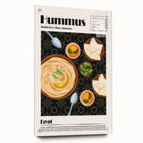 Acrylic glass print of various food dishes in vibrant colors, suitable for dining room decor.