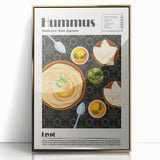 Framed acrylic print of 50 assorted food dishes in a mid-century modernist style, featuring muted earth tones.