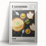 Framed acrylic print featuring an array of food dishes depicted in art deco style, set against a white background.