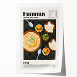 Rolled print featuring 50 illustrated food dishes in muted watercolor tones, ideal for dining room wall art.