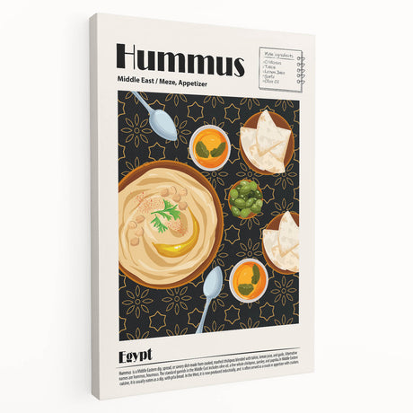 Large canvas depicting various vibrant food dishes, suitable for kitchen wall art.