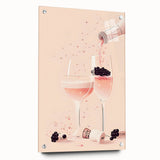 Large abstract wall art on acrylic glass depicting vibrant, multicolored brush strokes, ideal for dining room decor.