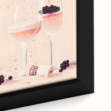 Extra large black wall art featuring colorful, textured depictions of food and drinks on a framed canvas.