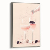 Landscape art painting on framed canvas featuring vibrant, colorful vintage poster art with black borders.