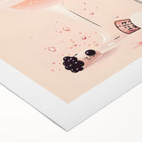 Art deco poster featuring a stylized cocktail glass in muted gold and black, printed on rolled canvas.