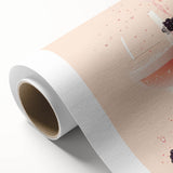 Art deco poster featuring an array of vibrant fruits and vegetables on a rolled canvas.