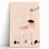 Large black and white stretched canvas featuring various food and drink items, ideal for kitchen wall art.